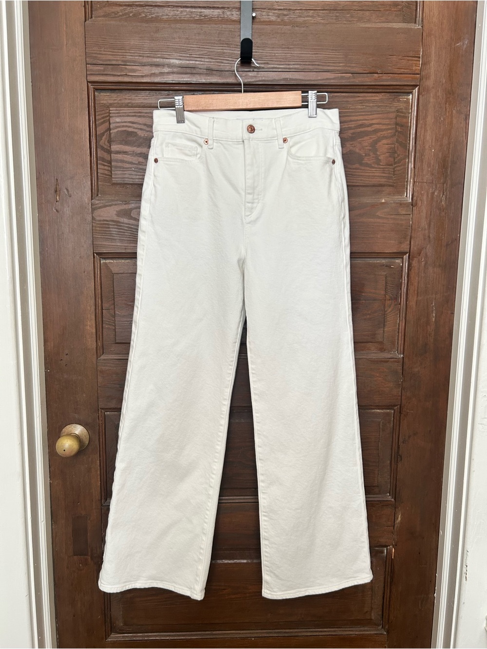 LOFT Cream White Wide-Leg High-Rise Jeans